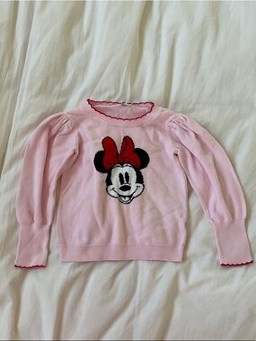Disney Pink Minnie Mouse Sweater with Red Bow